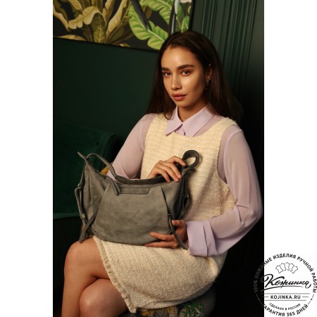 Женская кожаная сумка "Техас" (серый нубук)